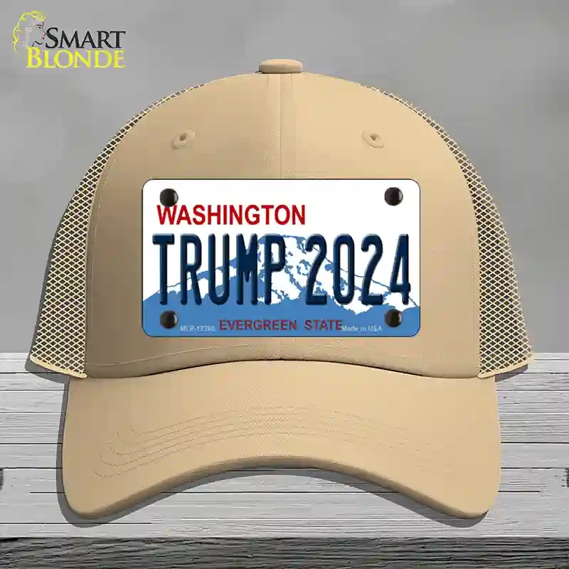 HAT15-MLP-12260 Trump 2024 Washington Novelty License Plate Hat, Mesh - Khaki