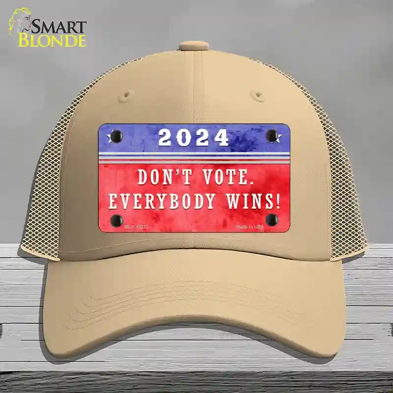 HAT15-MLP-12272 Dont Vote Everyone Wins 2020 Novelty License Plate Hat, Mesh - Khaki
