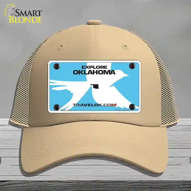 HAT15-MLP-12307 Oklahoma Travel Blank Novelty License Plate Hat, Mesh - Khaki