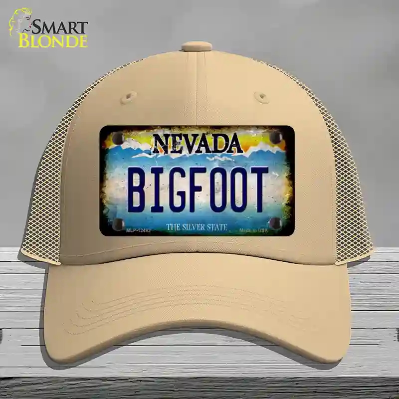 HAT15-MLP-12482 Bigfoot Nevada Novelty License Plate Hat, Mesh - Khaki