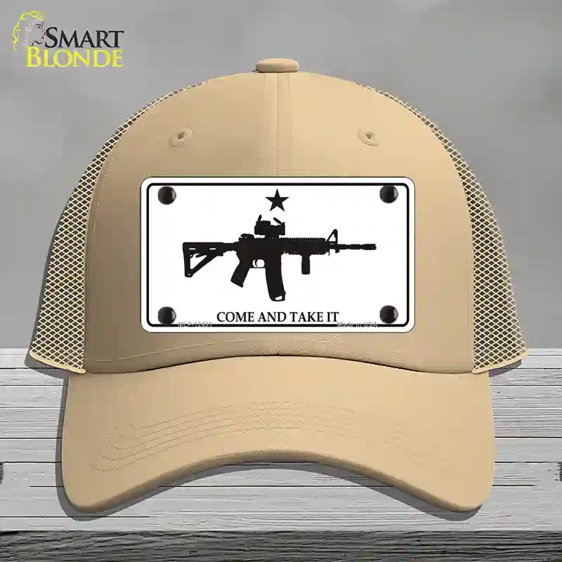 HAT15-MLP-12491 Come & Take It Novelty License Plate Hat, Mesh - Khaki