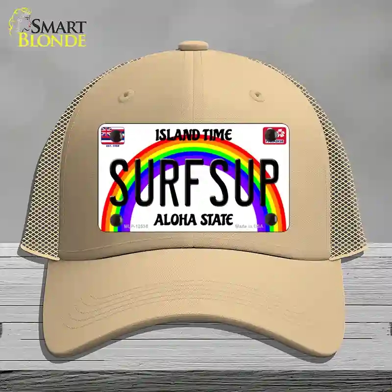 HAT15-MLP-12535 Surfsup Hawaii Novelty License Plate Hat, Mesh - Khaki