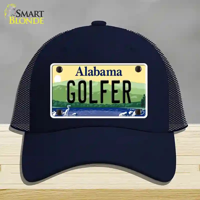HAT16-MLP-10008 Golfer Alabama Novelty License Plate Hat, Mesh - Navy