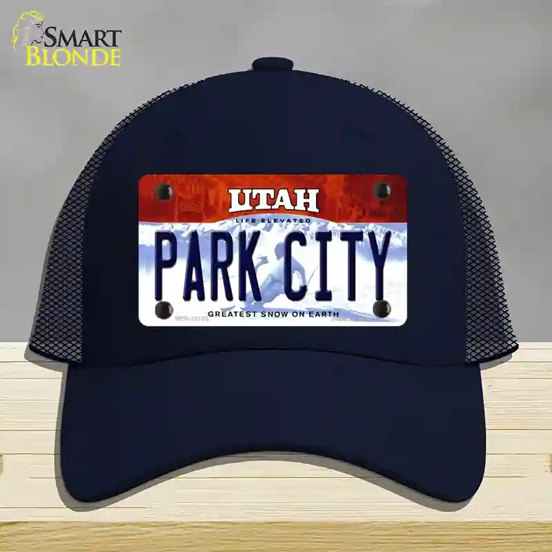 HAT16-MLP-10189 Park City Utah Novelty License Plate Hat, Mesh - Navy