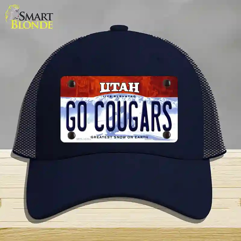 HAT16-MLP-10201 Go Cougars Utah Novelty License Plate Hat, Mesh - Navy