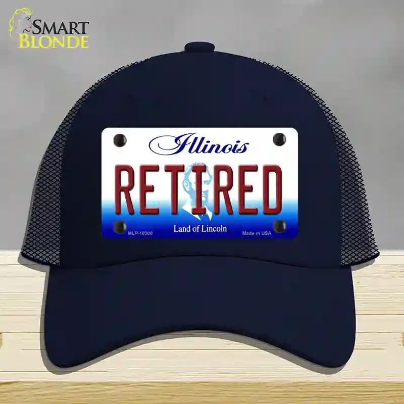 HAT16-MLP-10300 Retired Illinois Novelty License Plate Hat, Mesh - Navy