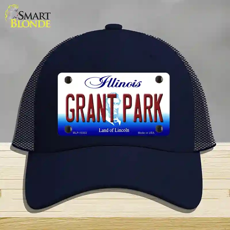 HAT16-MLP-10333 Grant Park Illinois Novelty License Plate Hat, Mesh - Navy