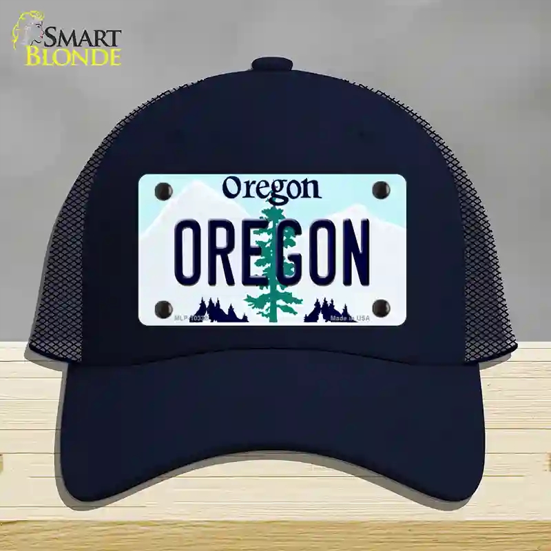 HAT16-MLP-10338 Oregon Tree Novelty License Plate Hat, Mesh - Navy