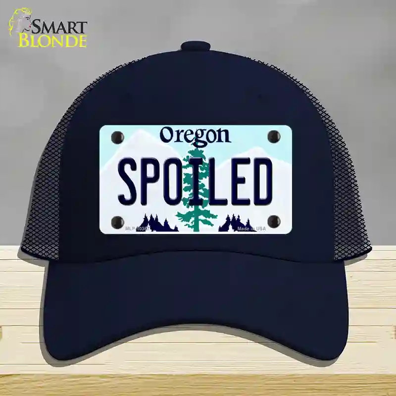 HAT16-MLP-10367 Spoiled Oregon Novelty License Plate Hat, Mesh - Navy