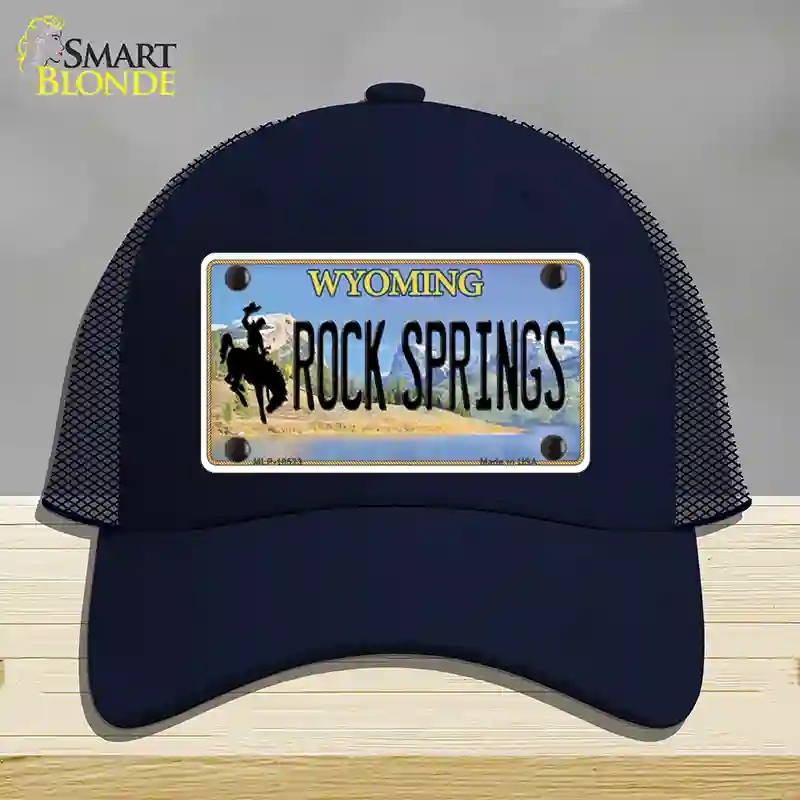 HAT16-MLP-10523 Rock Springs Wyoming Novelty License Plate Hat, Mesh - Navy