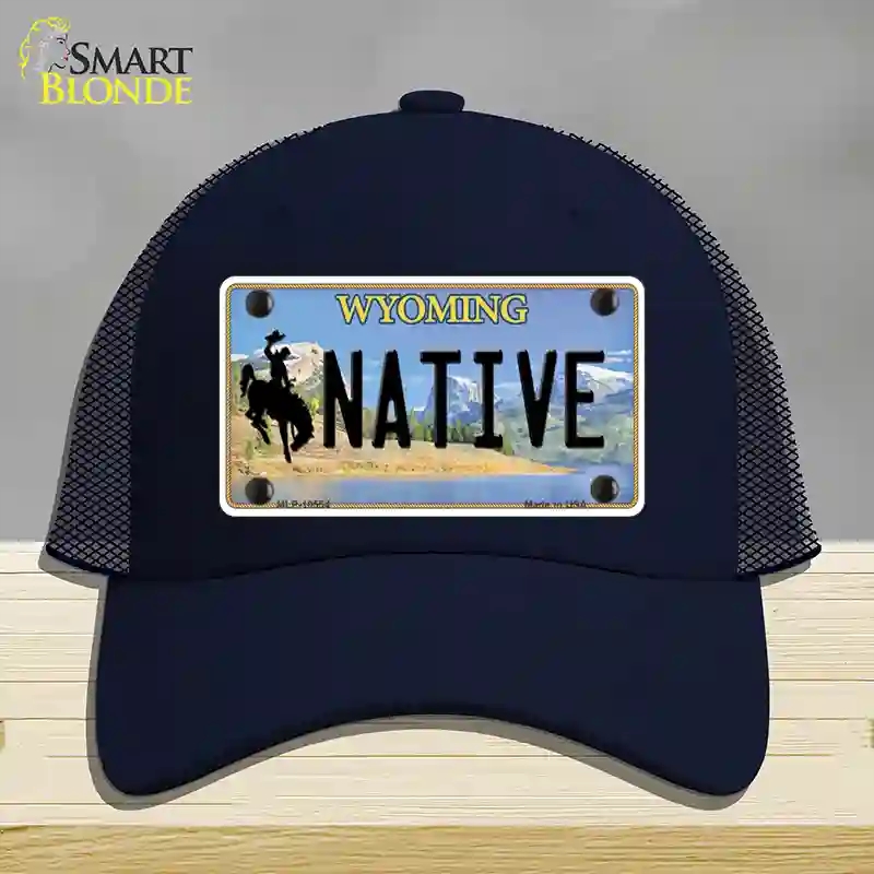 HAT16-MLP-10554 Native Wyoming Novelty License Plate Hat, Mesh - Navy