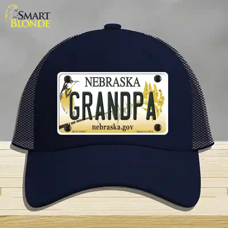 HAT16-MLP-10587 Grandpa Nebraska Novelty License Plate Hat, Mesh - Navy
