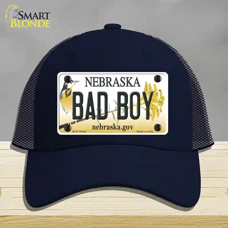 HAT16-MLP-10604 Bad Boy Nebraska Novelty License Plate Hat, Mesh - Navy