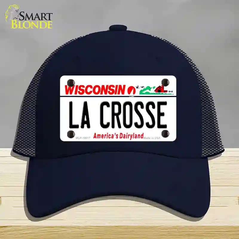 HAT16-MLP-10617 La Crosse Wisconsin Novelty License Plate Hat, Mesh - Navy