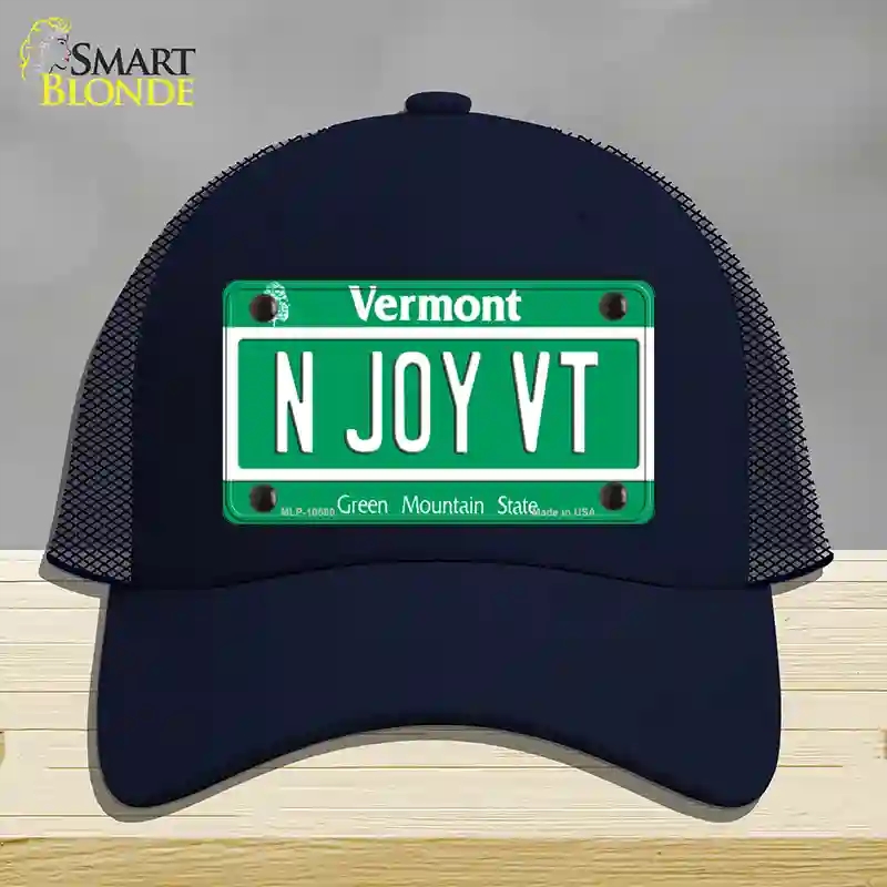 HAT16-MLP-10660 N Joy VT Vermont Novelty License Plate Hat, Mesh - Navy