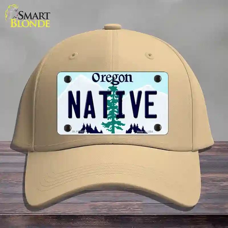 HAT22-MLP-10375 Native Oregon Novelty License Plate Hat, Cotton - Khaki