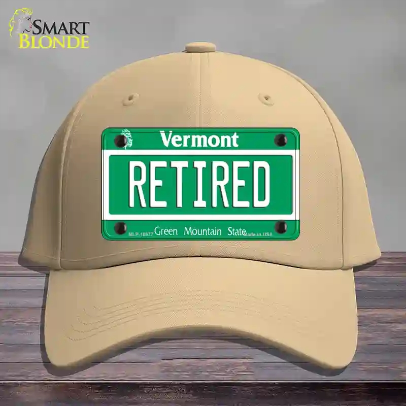 HAT22-MLP-10677 Retired Vermont Novelty License Plate Hat, Cotton - Khaki
