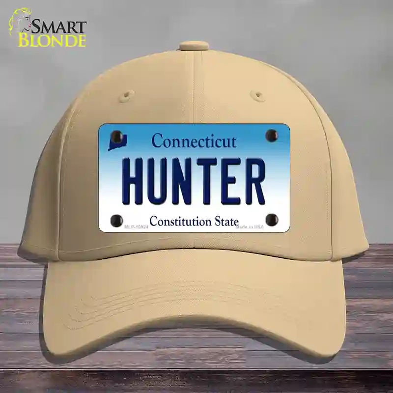 HAT22-MLP-10924 Hunter Connecticut Novelty License Plate Hat, Cotton - Khaki