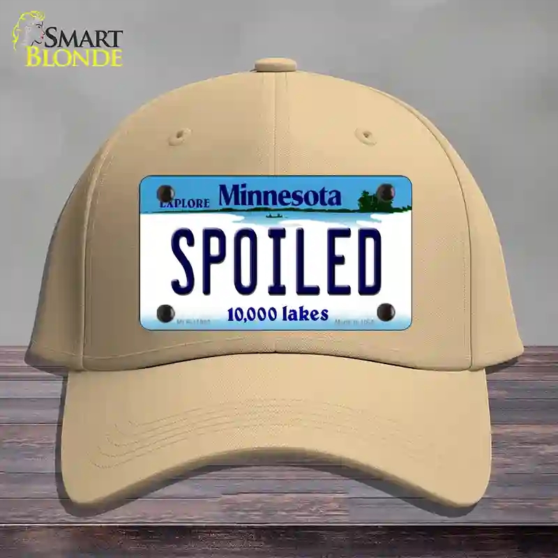 HAT22-MLP-11063 Spoiled Minnesota State Novelty License Plate Hat, Cotton - Khaki