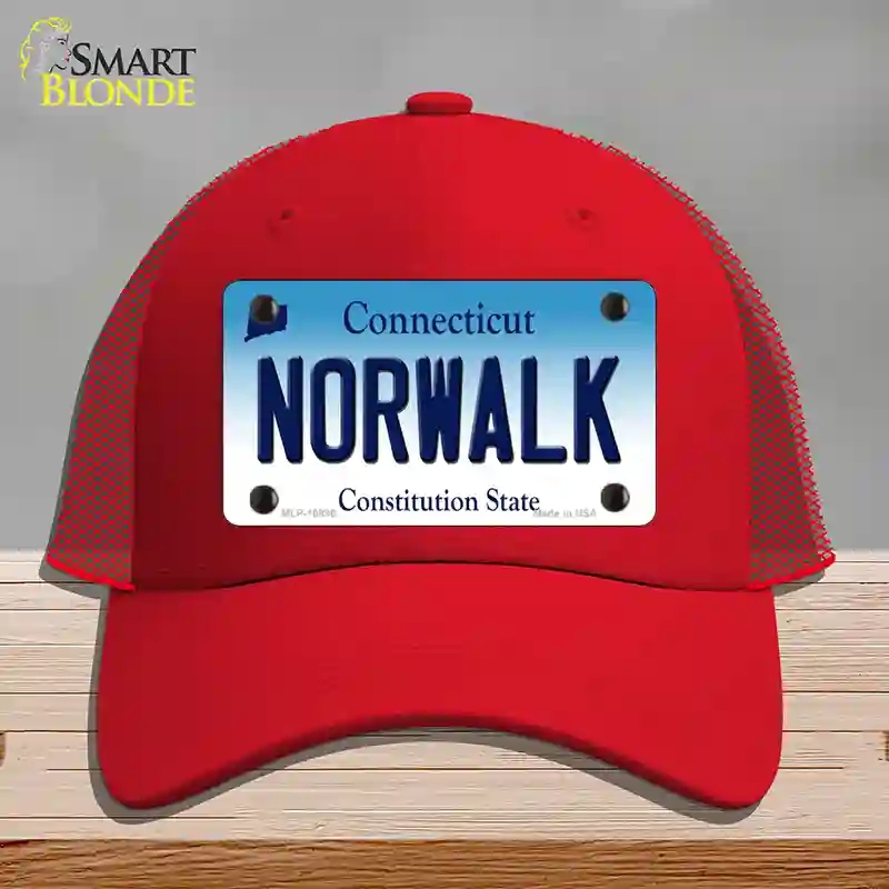HAT17-MLP-10896 Norwalk Connecticut Novelty License Plate Hat, Mesh - Red