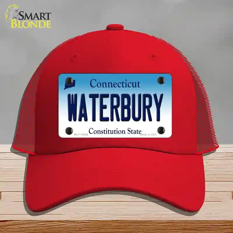 HAT17-MLP-10898 Waterbury Connecticut Novelty License Plate Hat, Mesh - Red