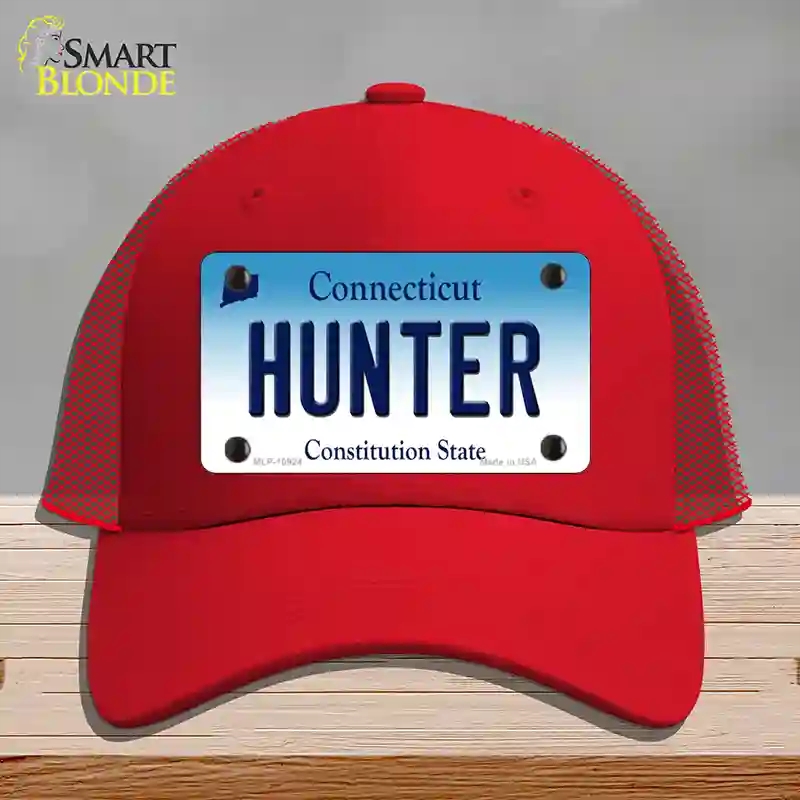 HAT17-MLP-10924 Hunter Connecticut Novelty License Plate Hat, Mesh - Red