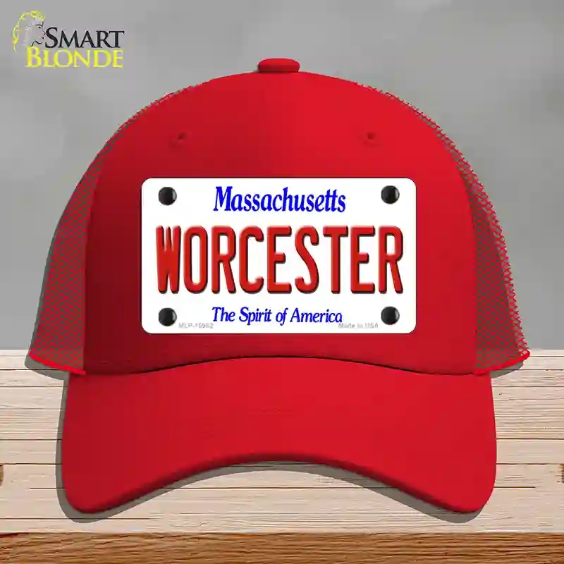 HAT17-MLP-10982 Worcester Massachusetts Novelty License Plate Hat, Mesh - Red