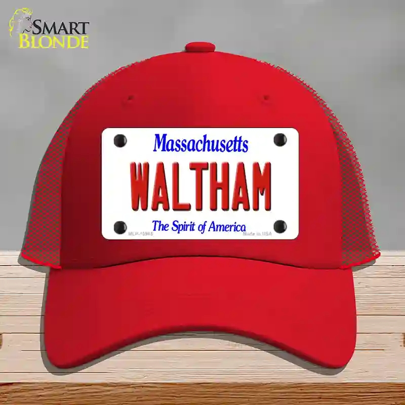 HAT17-MLP-10985 Waltham Massachusetts Novelty License Plate Hat, Mesh - Red