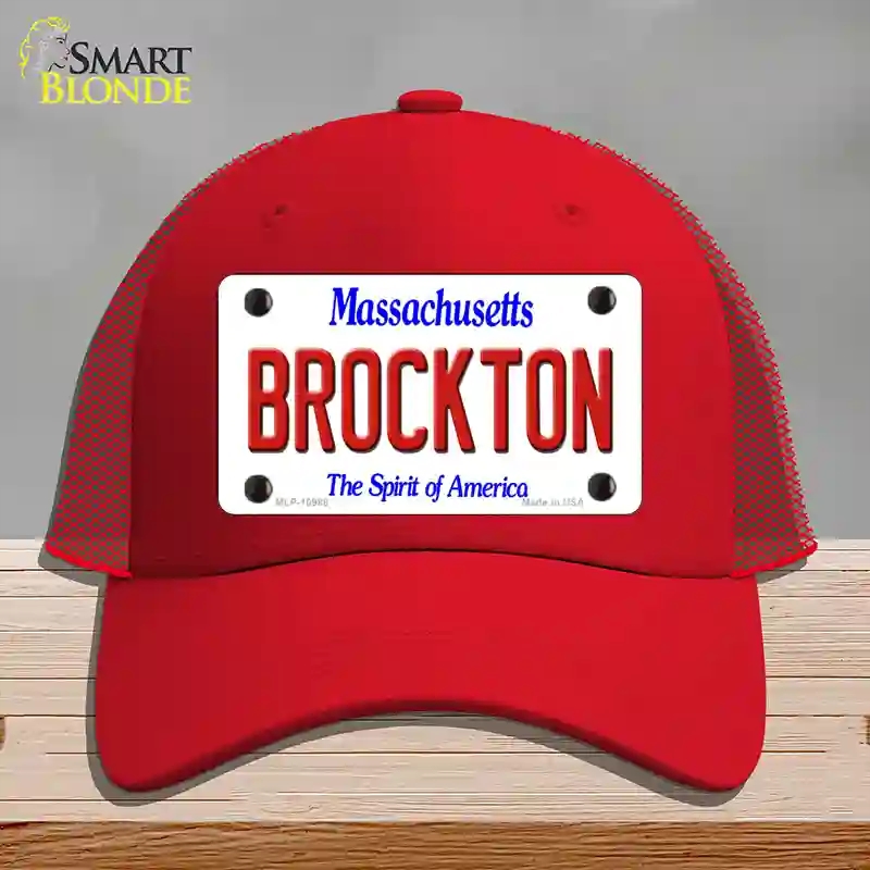 HAT17-MLP-10988 Brockton Massachusetts Novelty License Plate Hat, Mesh - Red