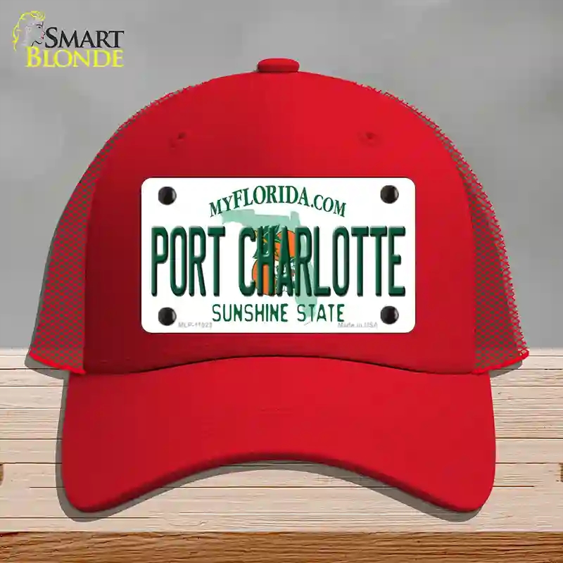 HAT17-MLP-11023 Port Charlotte Florida Novelty License Plate Hat, Mesh - Red