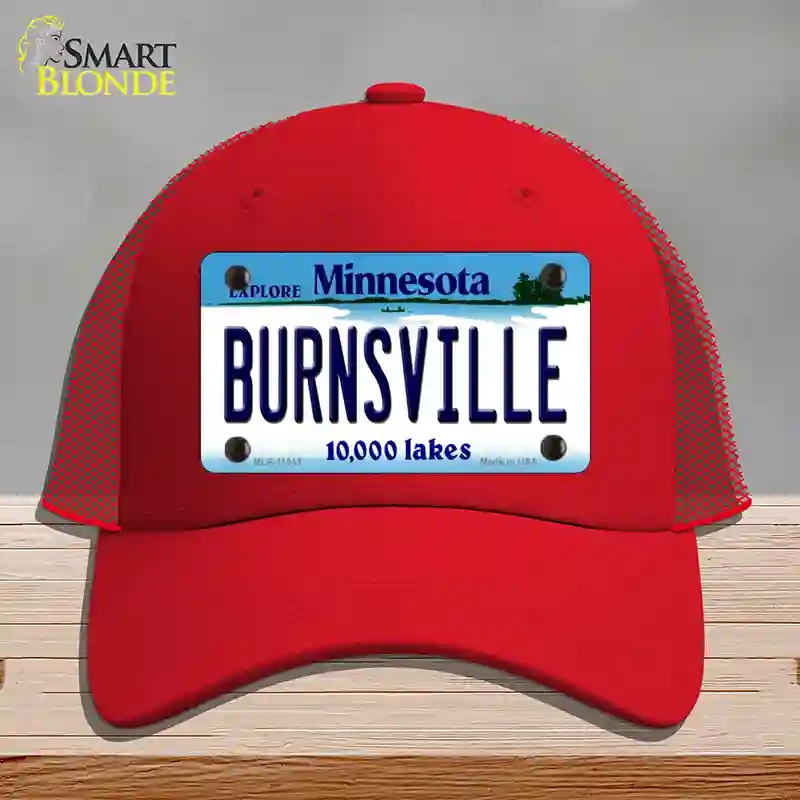 HAT17-MLP-11043 Burnsville Minnesota State Novelty License Plate Hat, Mesh - Red