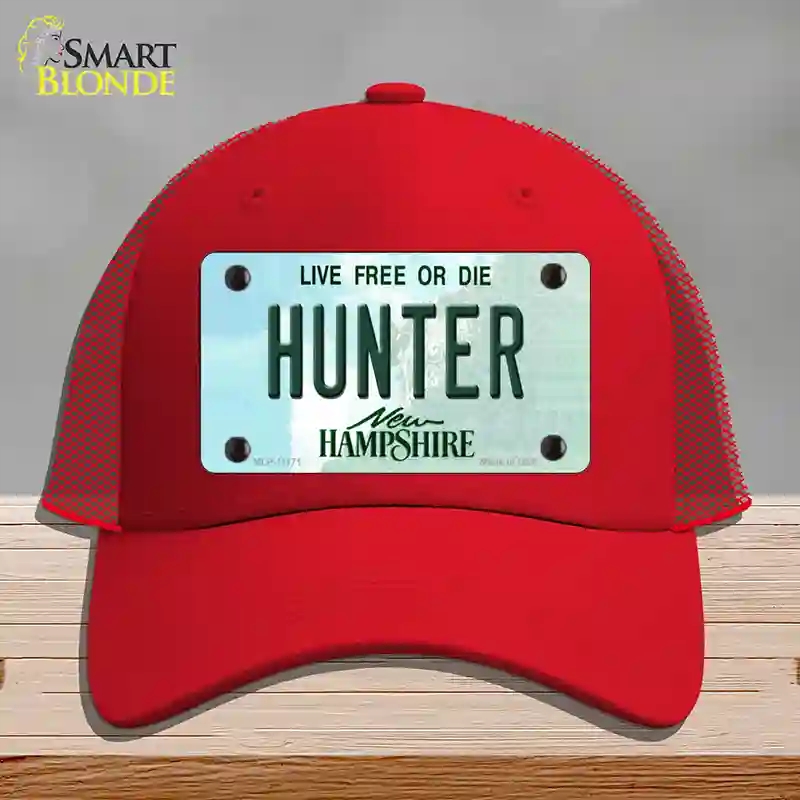 HAT17-MLP-11171 Hunter   Hampshire State Novelty License Plate Hat, Mesh - Red