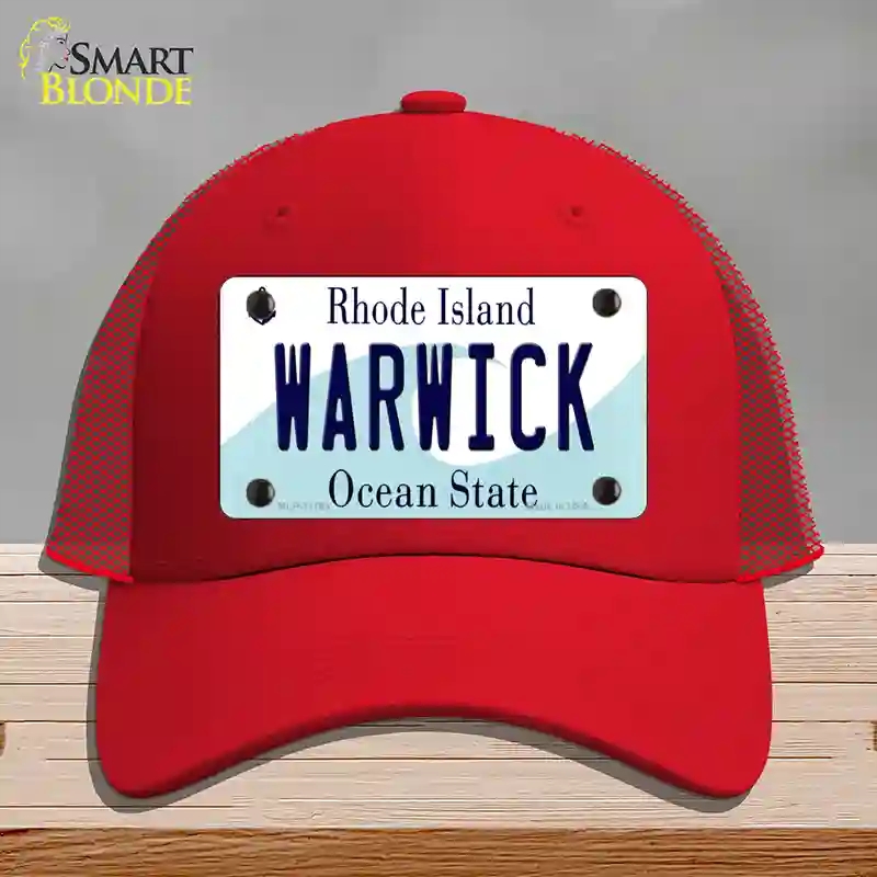 HAT17-MLP-11184 Warwick Rhode Island State Novelty License Plate Hat, Mesh - Red