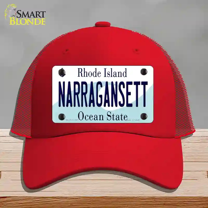 HAT17-MLP-11187 Narragansett Rhode Island State Novelty License Plate Hat, Mesh - Red
