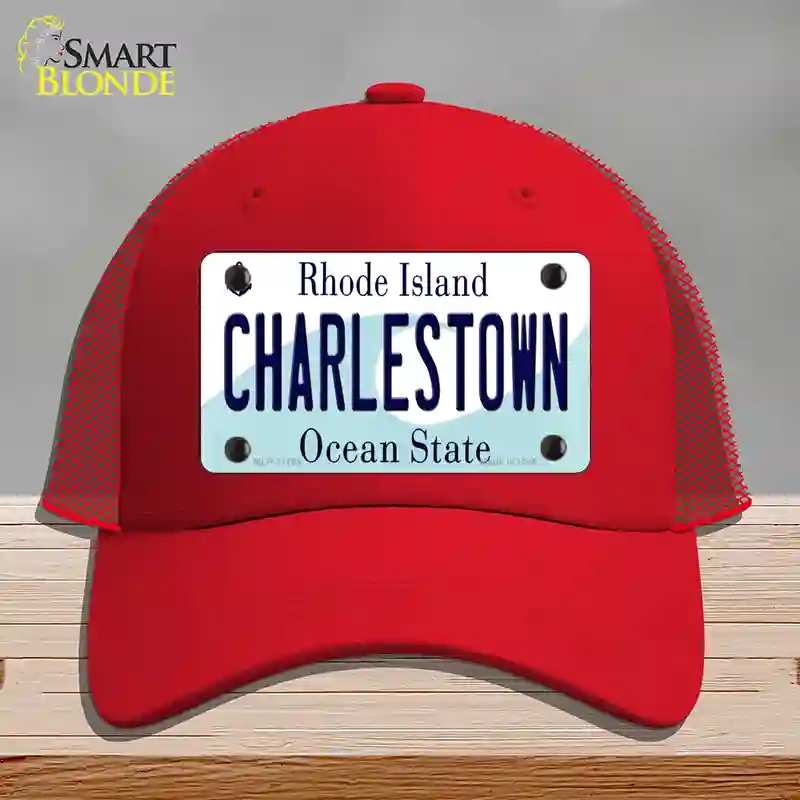 HAT17-MLP-11194 Charlestown Rhode Island State Novelty License Plate Hat, Mesh - Red