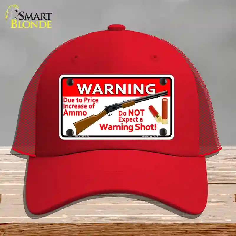 HAT17-MLP-11308 Do Not Expect a Warning Shot Novelty License Plate Hat, Mesh - Red