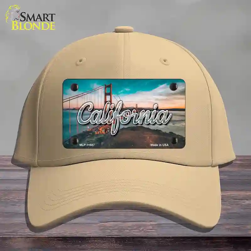 HAT22-MLP-11587 California Golden Gate Bridge State Novelty License Plate Hat, Cotton - Khaki