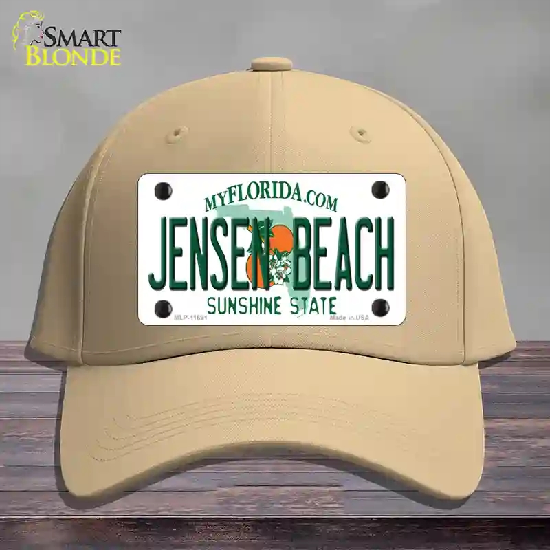 HAT22-MLP-11691 Jensen Beach Florida Novelty License Plate Hat, Cotton - Khaki