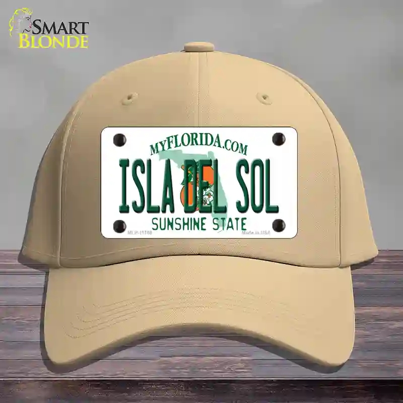HAT22-MLP-11769 Isla Del Sol Florida Novelty License Plate Hat, Cotton - Khaki