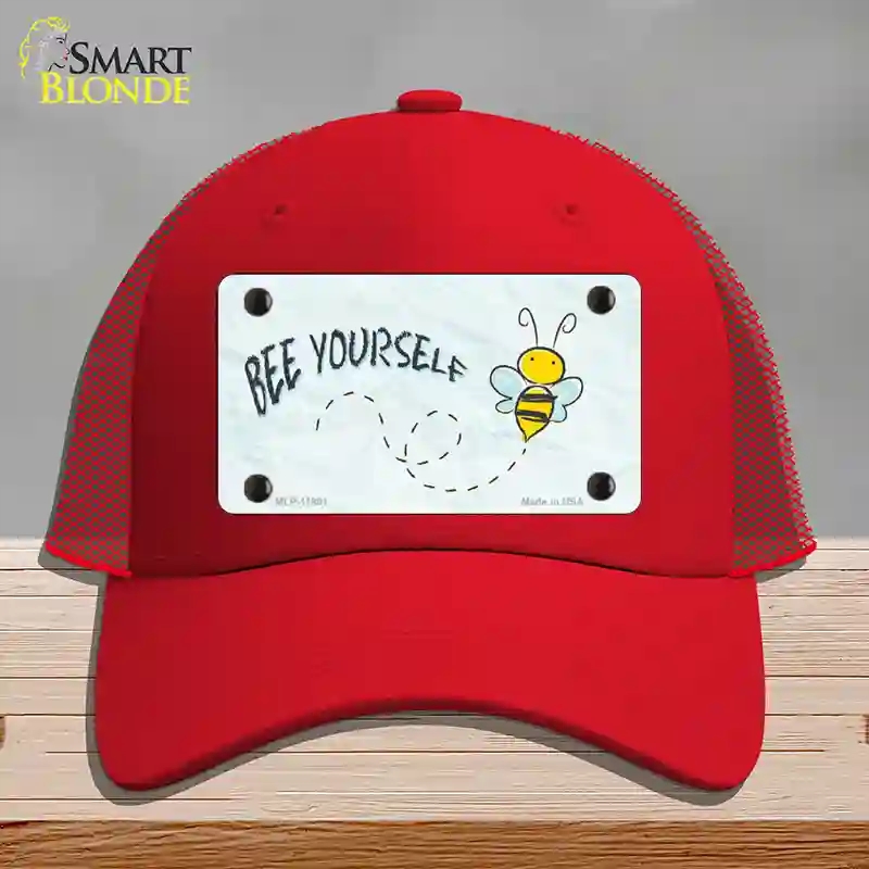 HAT17-MLP-11891 Bee Yourself Novelty License Plate Hat, Mesh - Red