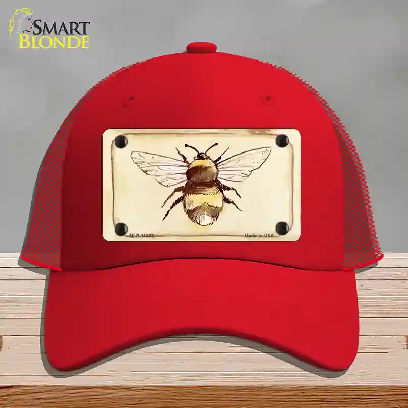 HAT17-MLP-11892 Bumble Bee Watercolor Novelty License Plate Hat, Mesh - Red