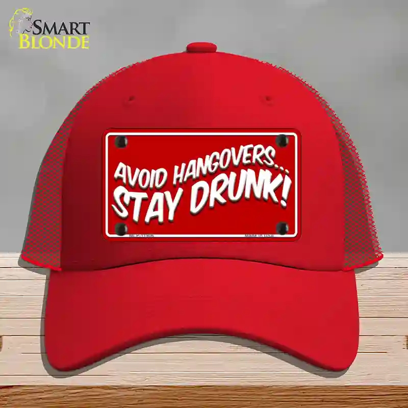 HAT17-MLP-11906 Avoid Hangovers Novelty License Plate Hat, Mesh - Red