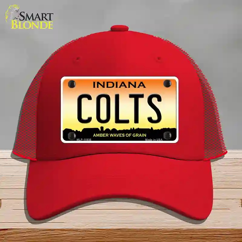 HAT17-MLP-11936 Indiana Colts Novelty License Plate Hat, Mesh - Red