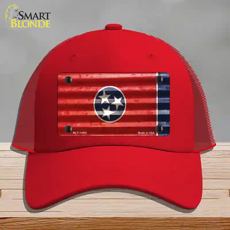 HAT17-MLP-11983 Tennessee Corrugated Flag Novelty License Plate Hat, Mesh - Red