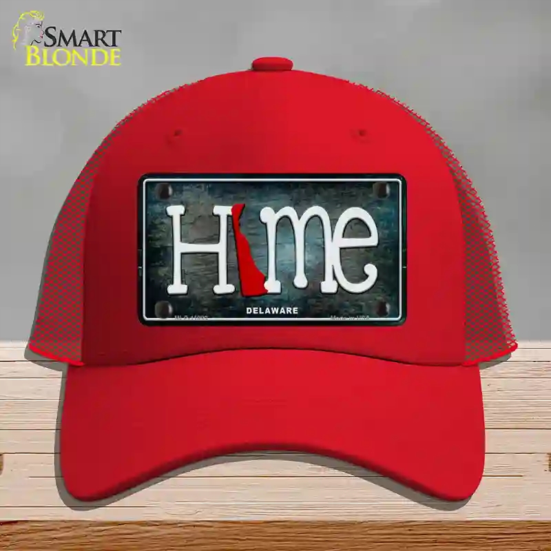 HAT17-MLP-11999 Delaware Home State Outline Novelty License Plate Hat, Mesh - Red