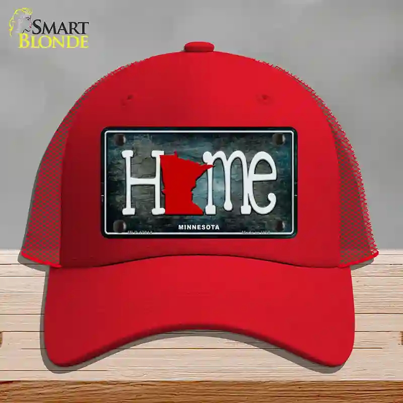 HAT17-MLP-12014 Minnesota Home State Outline Novelty License Plate Hat, Mesh - Red