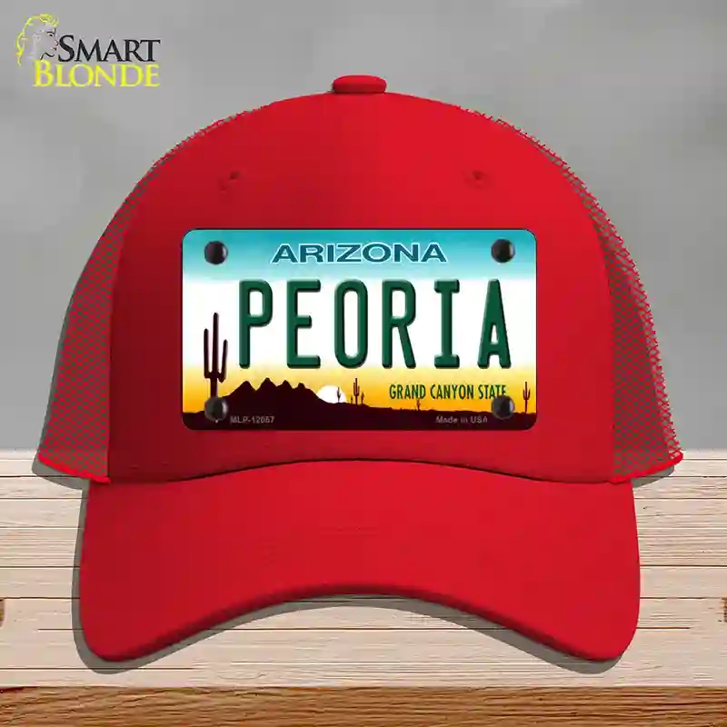 HAT17-MLP-12057 Peoria Arizona Novelty License Plate Hat, Mesh - Red