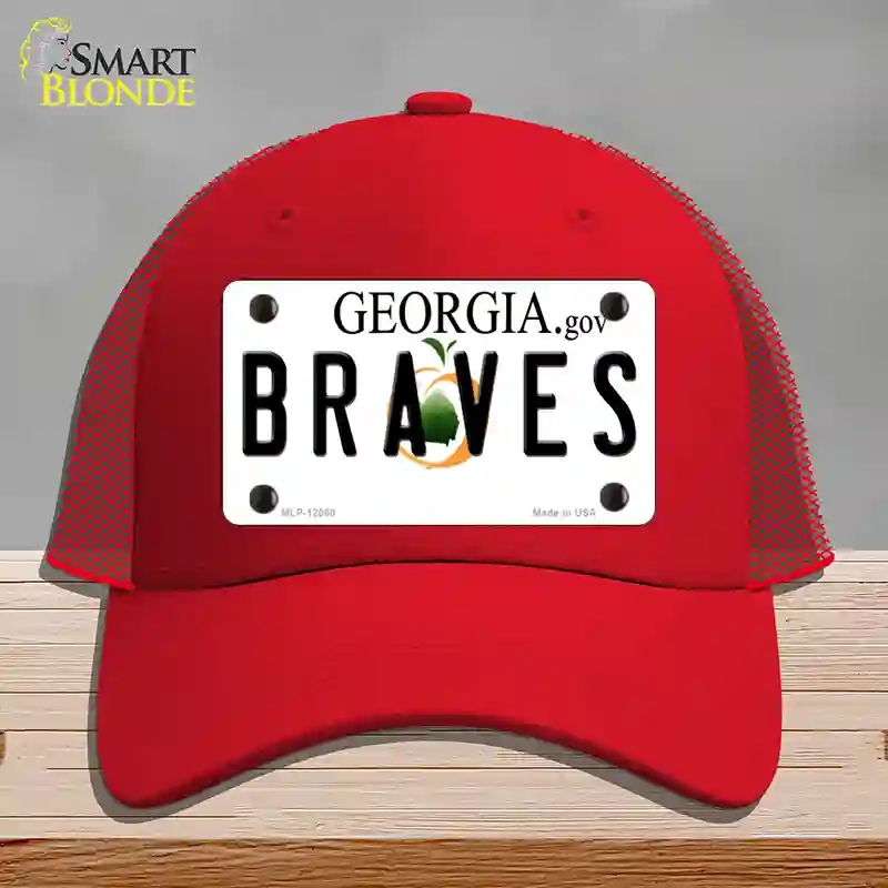 HAT17-MLP-12060 Georgia Braves Novelty License Plate Hat, Mesh - Red