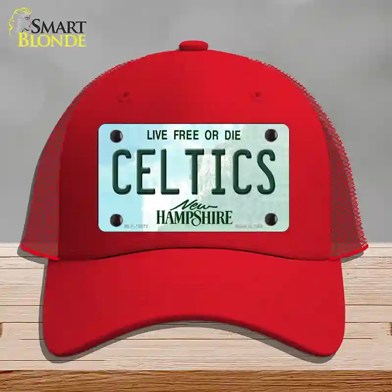 HAT17-MLP-12072 Celtics   Hampshire State Novelty License Plate Hat, Mesh - Red