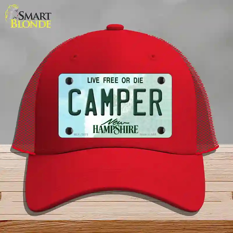 HAT17-MLP-12073 Camper   Hampshire State Novelty License Plate Hat, Mesh - Red